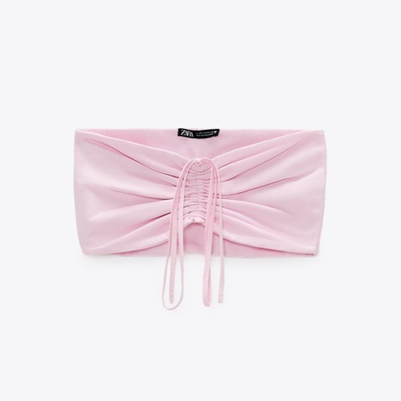 BNWT ZARA Washed Effect Shorts + Ruched Bandeau Top 2pc set - Picture 2 of 6